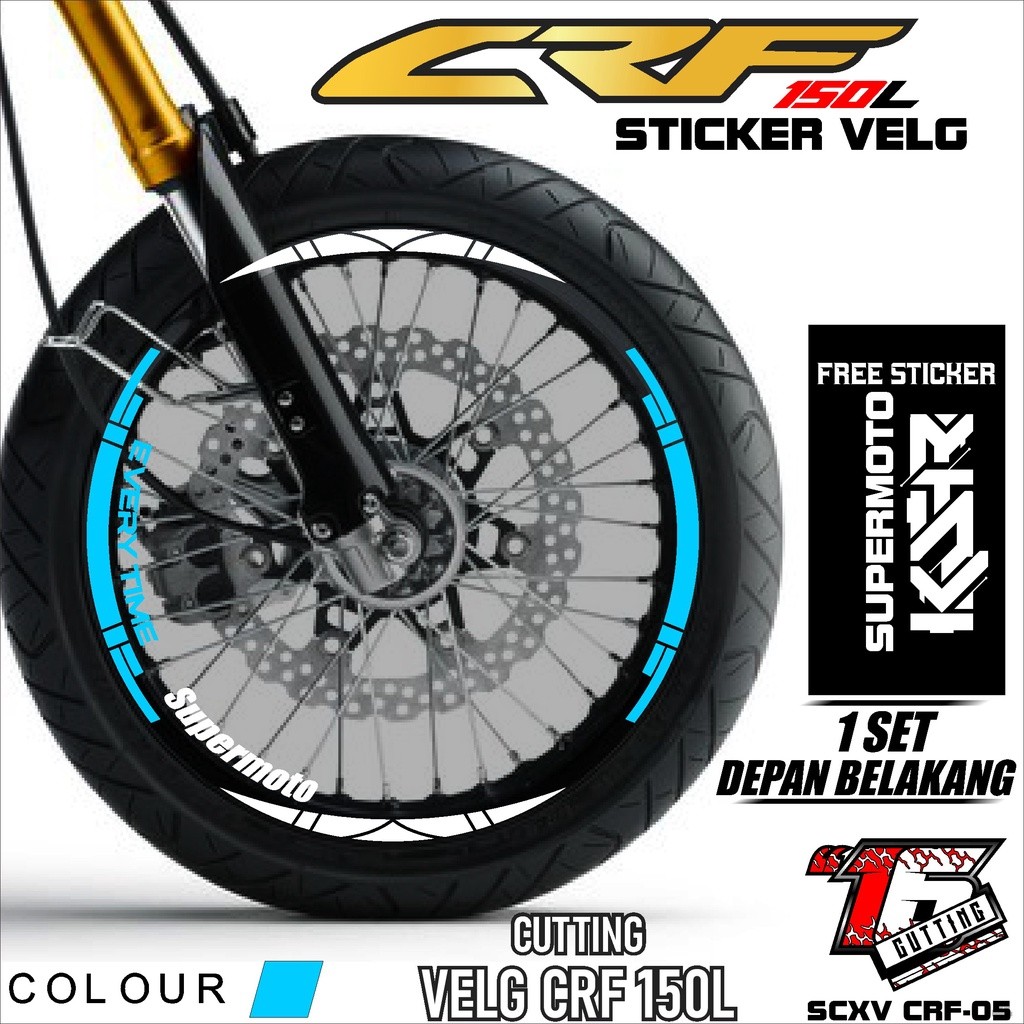 Stiker velg CRF SUPERMOTO list sticker velk CRF desain SUPERMOTO CRF stiker velg motor CRF code CVSX