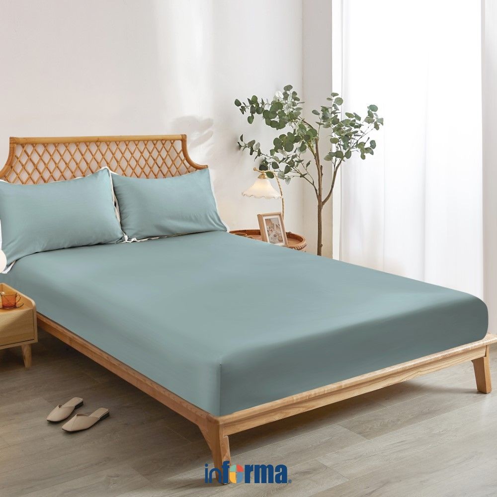 Informa Set Seprai Bamboo - Biru Slate King Queen Single 200x200 180x200 160x200 120x200 Sprei Sepre