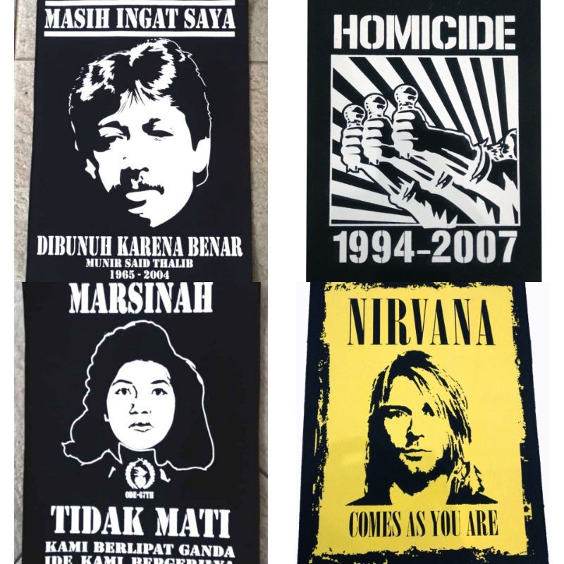 backpatch / emblem punggung MUNIR / MASIH INGAT SAYA / HOMICIDE / REFUSE RESIST KAOS MUSIK
