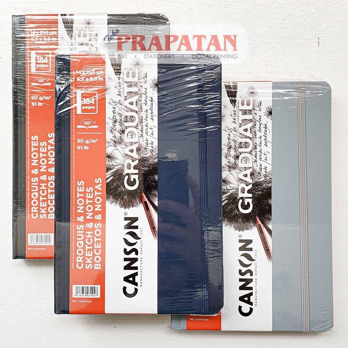

TERLARIS! GRADUATE Canson Sketch & Notes Book | Sketchbook | Buku Gambar - SOFT COVER, DARK GREY