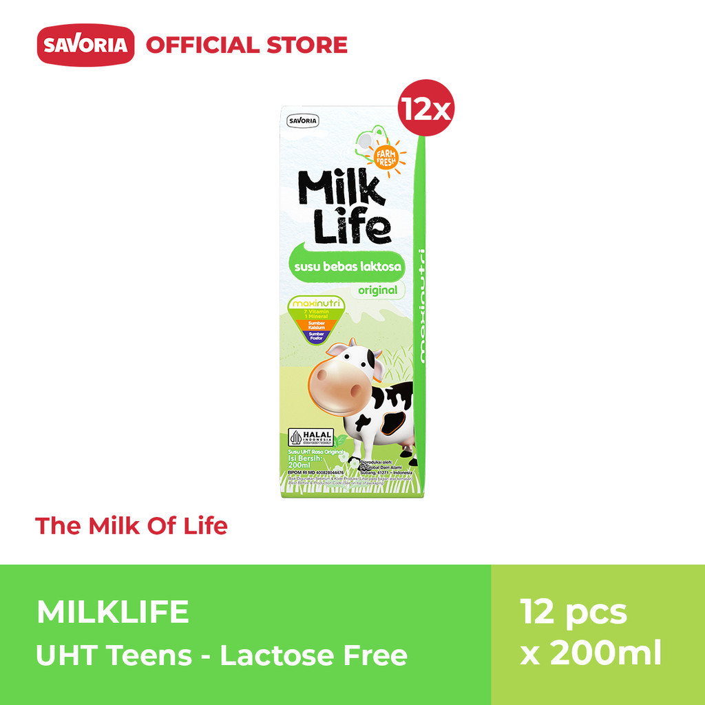 

MilkLife UHT Teens Lactose Free Milk - Susu Bebas Laktosa 12 pcs x 200ml