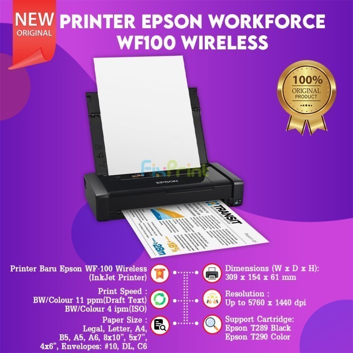 Printer Epson WiFi WF100 / L8050 / L3250 L3251 WF-100 Wireless Portable New