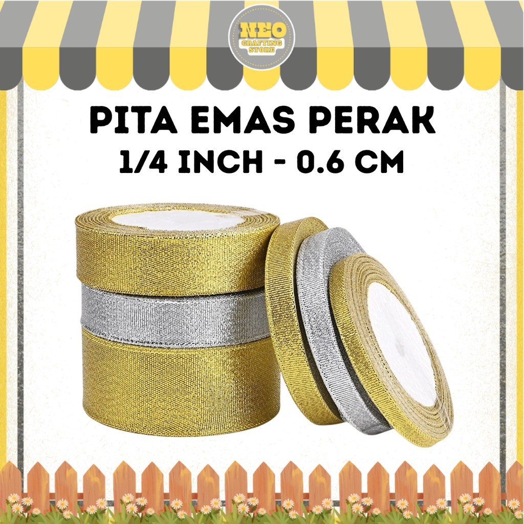 

Pita Emas Perak 1/4 Inch (0,6 Cm) // Pita Glitter