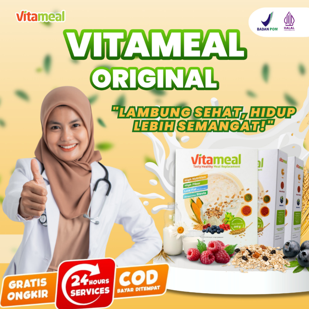 

New Vitameal Suplemen Lambung Asli Original Penambah Herbal Dewasa Serat Menahun Sereal Sehat Diabetes VITAMEL GERDPremium