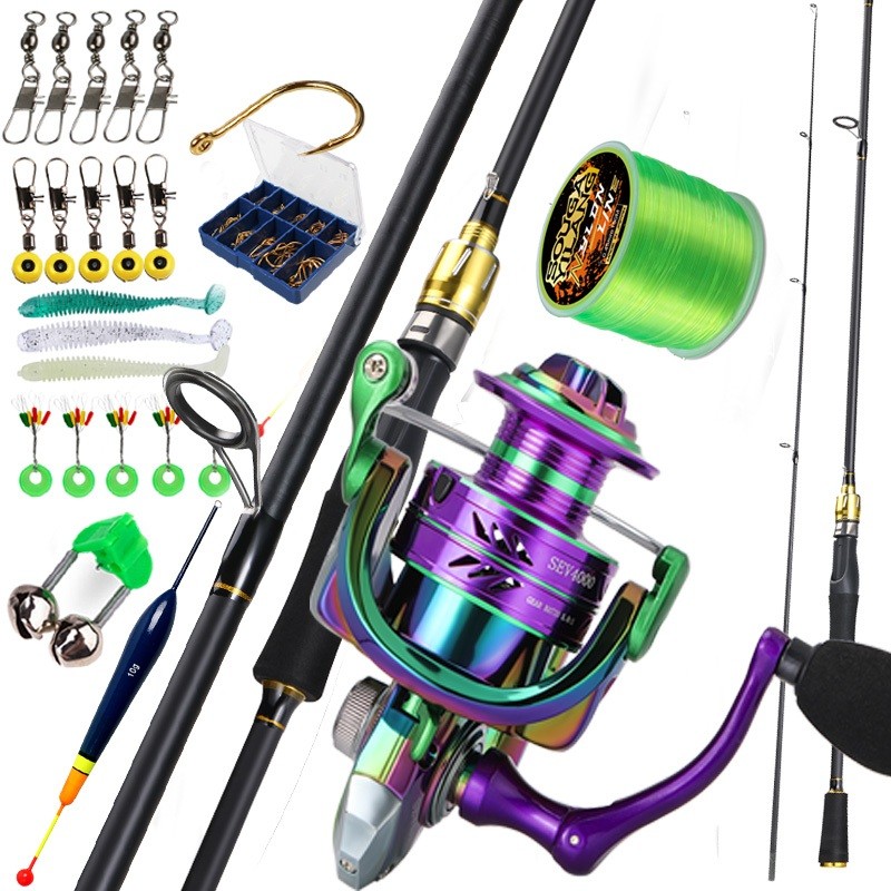 Terlaris Set Pancing180cm/210cm Fishing Rod Fishing Reel Fishing Line Full Kit 5.0:1 12+1 High Speed