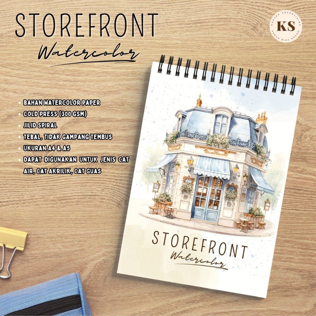 

STOREFRONT Watercolor Paper Buku Sketsa Mewarnai Cat Air 300 GSM A4 A5 COLD PRESSCO