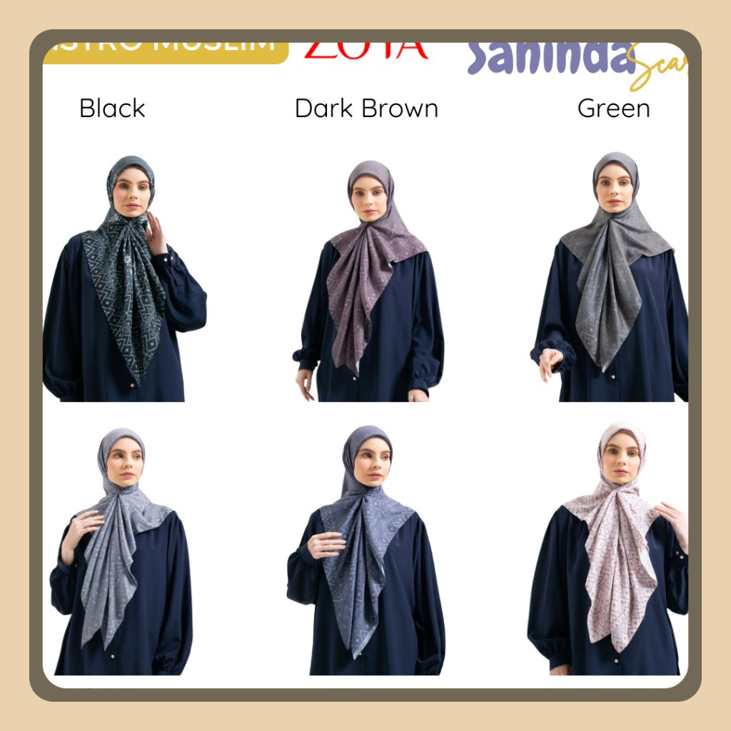 Zoya SANINDA Scarf - CUCI GUDANG Kerudung Hijab Segi Empat Scarves Motif Voal Printing Promo Diskon 