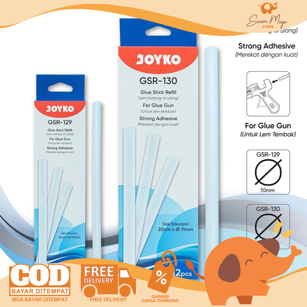 

JOYKO Glue Stick Refill GSR-129/130 - Isi Lem Tembak Bakar Dijual PER BOX Murah