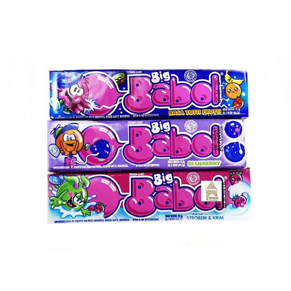 

Big Babol Stik Blueberry Stroberi Tutti Frutti 20gr / Permen Karet Stick (1 pcs)