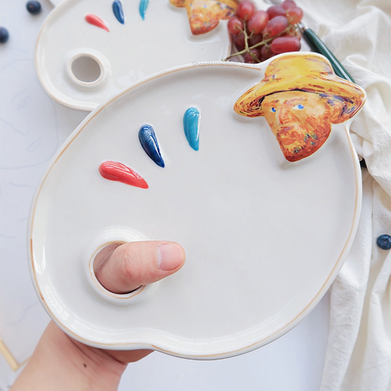 

New Ceramic Palette Watercolor Gouache Special Palette Easy To Clean Porcelain Plate Paint Plate Painting Art Supplies