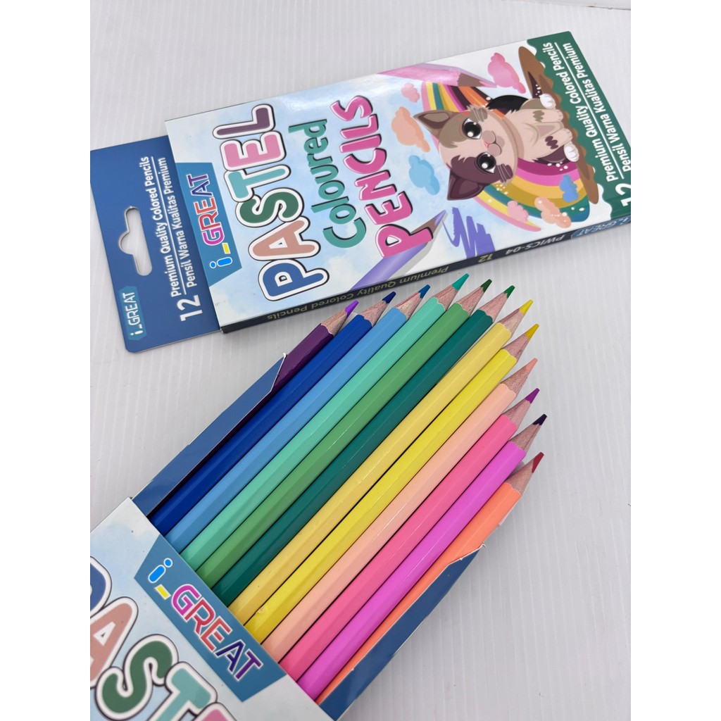 

IDOLMART I-GREAT Pensil Warna Pastel 12 Warna Panjang & Pendek Pensil Warna Pastel Bogor