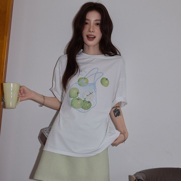 T-Shirt Lengan Pendek Kaos Basic Putih Korea Wanita Desain Oversize Unisex Ukuran Besar Katun Combed