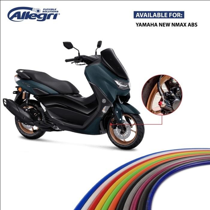 Allegri Selang Rem Motor Yamaha New Nmax 2020 ABS Made In Italy - Hijau Solid, Silver