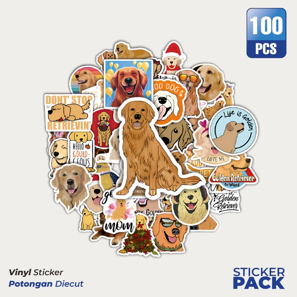 

Stiker Vinyl Stiker Golden Dog [anjing emas] Waterproof Aesthetic- Untuk Laptop, Motor, dan Helm - Paper Stationery Pack
