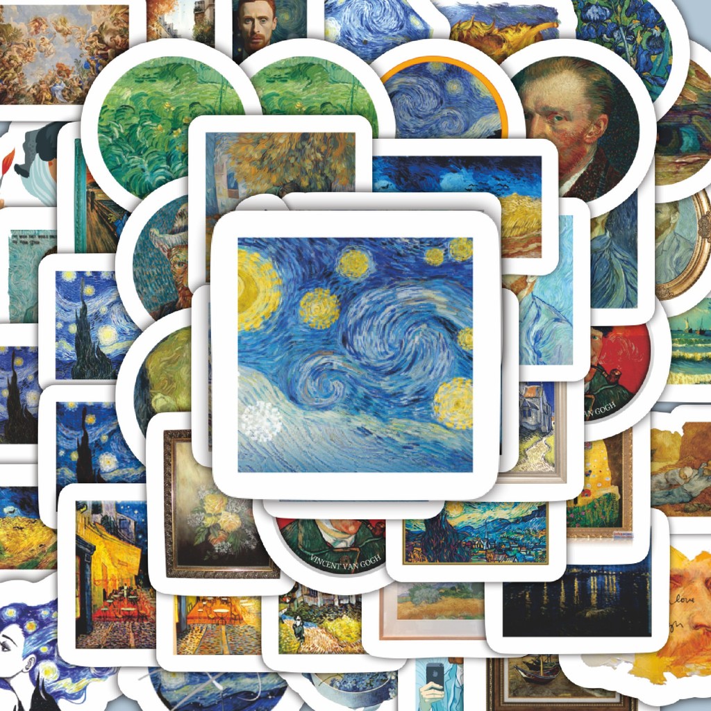 

100PCS Lucu Stiker Van Gogh Stiker Aesthetic Stiker Anti Air Stikers Berperekat Waterproof sticker decal buat Motor Helm Buku Journal Koper Casing HP Laptop Botol Minum Hadiah anak