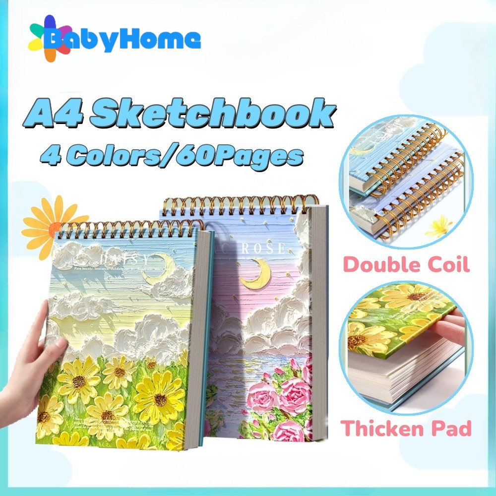 

A4 Double Spring Sketchbook Cute Cartoon Blank Sketch Pad Thick Drawing Book Art Painting Supplies