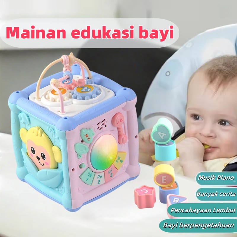 Mainan bayi 1-2 tahun pendidikan dini multifungsi Liuhe drum/dapat memainkan piano dan mengalahkan m