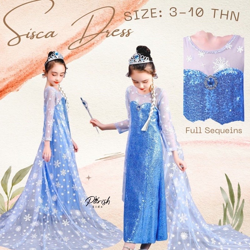 Sisca frozen blue dress/Dress pesta baby parishkids