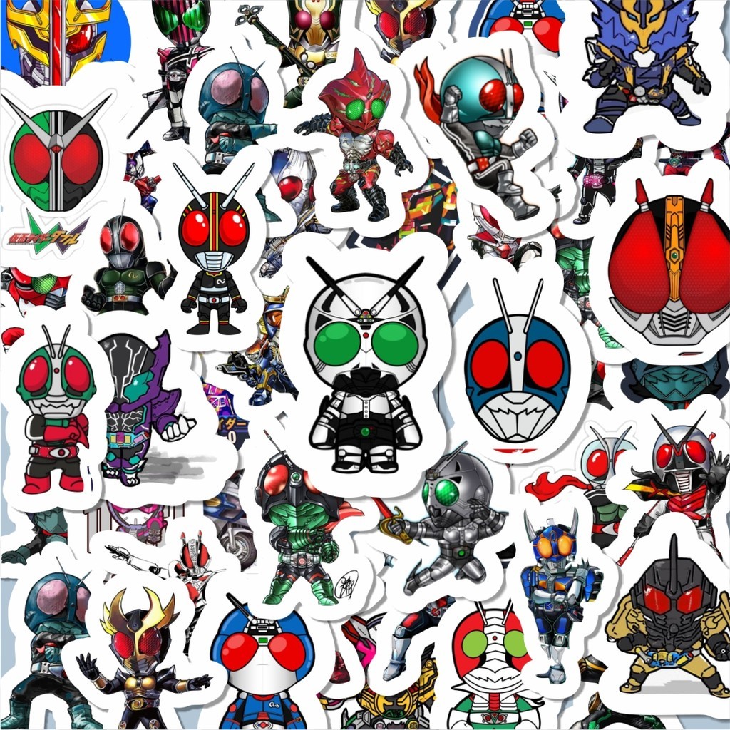 

100PCS Lucu Stiker Kartun Kamen Rider Stiker Aesthetic Stiker Anti Air Stikers Berperekat Waterproof sticker decal buat Motor Helm Buku Journal Koper Casing HP Laptop Botol Minum Hadiah anak