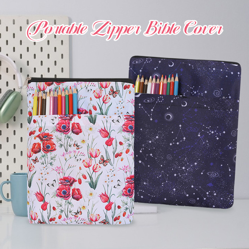 

1pc Book Sleeves Flowers Book Protector Book Covers for Paperbacks Washable Cloth Book Cover with Zipper and Extra Sleeve Pocket