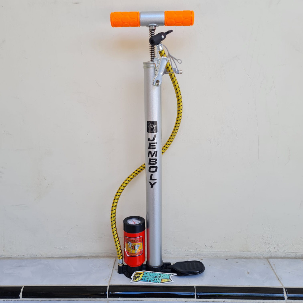 POMPA SEPEDA JEMBOLY | POMPA TABUNG METER BESI CHROME
