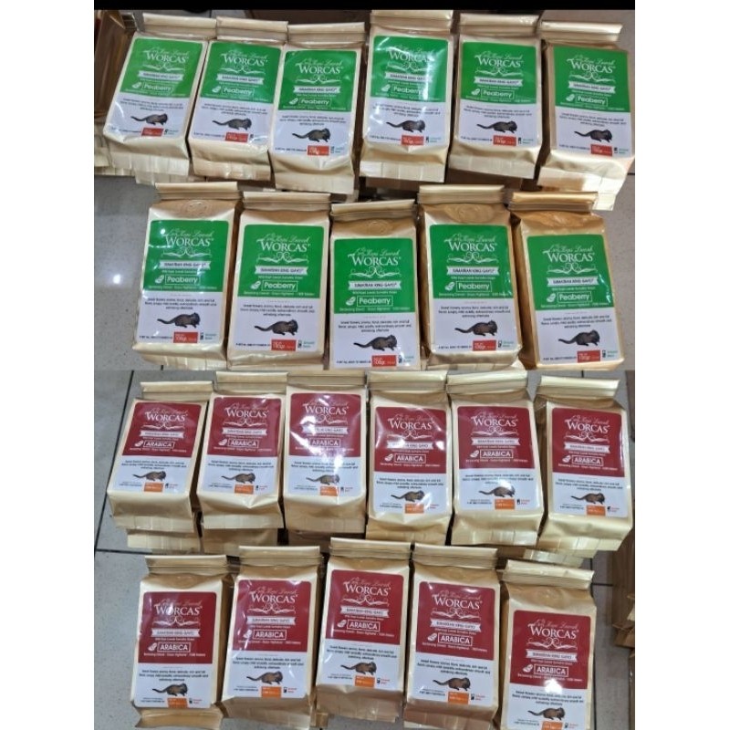 

WORCAS SUMATRAN KING GAYO ARABICA [NON BOX], 100% PURE LUWAK COFFEE 100 Gr FREE PAPER BAG WORCAS