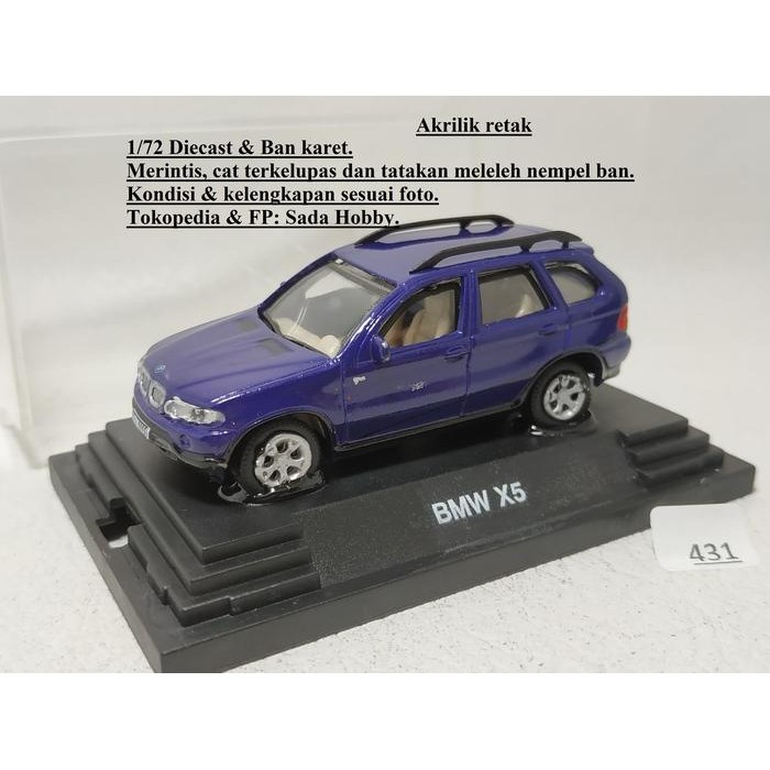 IP3... Diecast Miniatur BMW X5 BIRU 1/72 JUNK 2ND