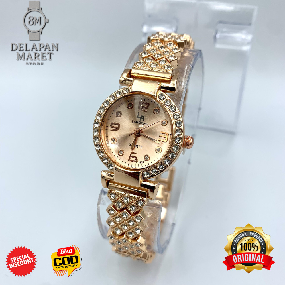 DELMART Jam Tangan Permata Mewah WANITA Jam Fashion Import LAROCHE Jam Import Berkualitas LR56092 Ro