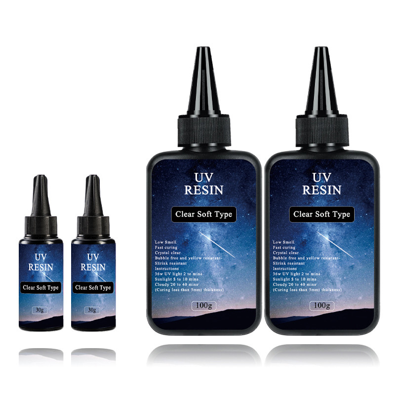 

Highly Transparent Epoxy Resin UV Soft Adhesive Ultraviolet Rays Curing Traceless Adhesive Used for Handmade DIY Resin Jewelry