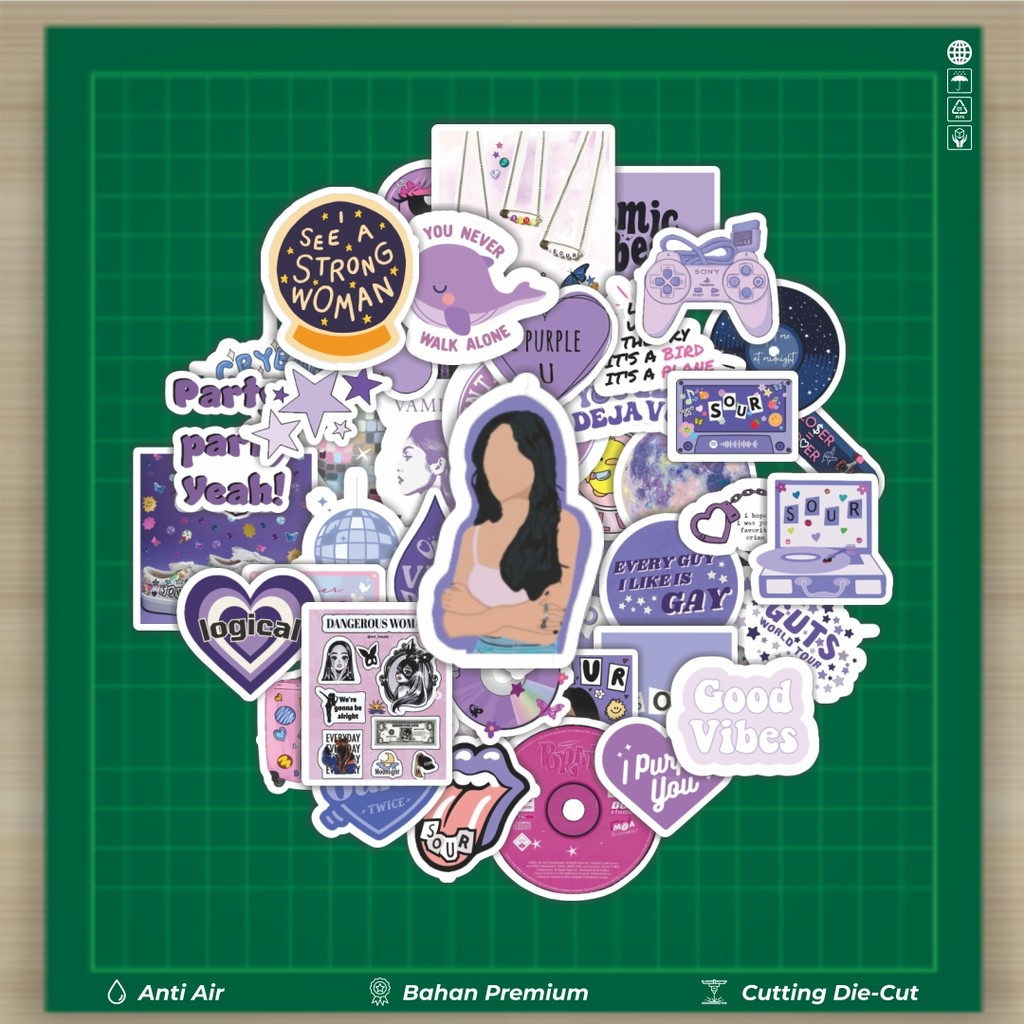 

HOT 50 PCS STIKER Stiker Aesthetic Purple/Ungu Stiker Fashion Cars Decal Dingin Kartu Album Custom Vinyl Anti Air- Sticker Aesthetic Buku Journal Koper Casing HP Tablet Laptop Helm Motor Botol Minum