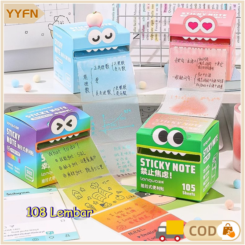 

【Ready】Sticky Notes 108 Lembar Catatan Memo Lucu / Pull-Out Catatan Tempel Gaya Transparan Mutiara/Macaron Rainbow Colors Catatan Pesan- Tidak Mudah Terputus