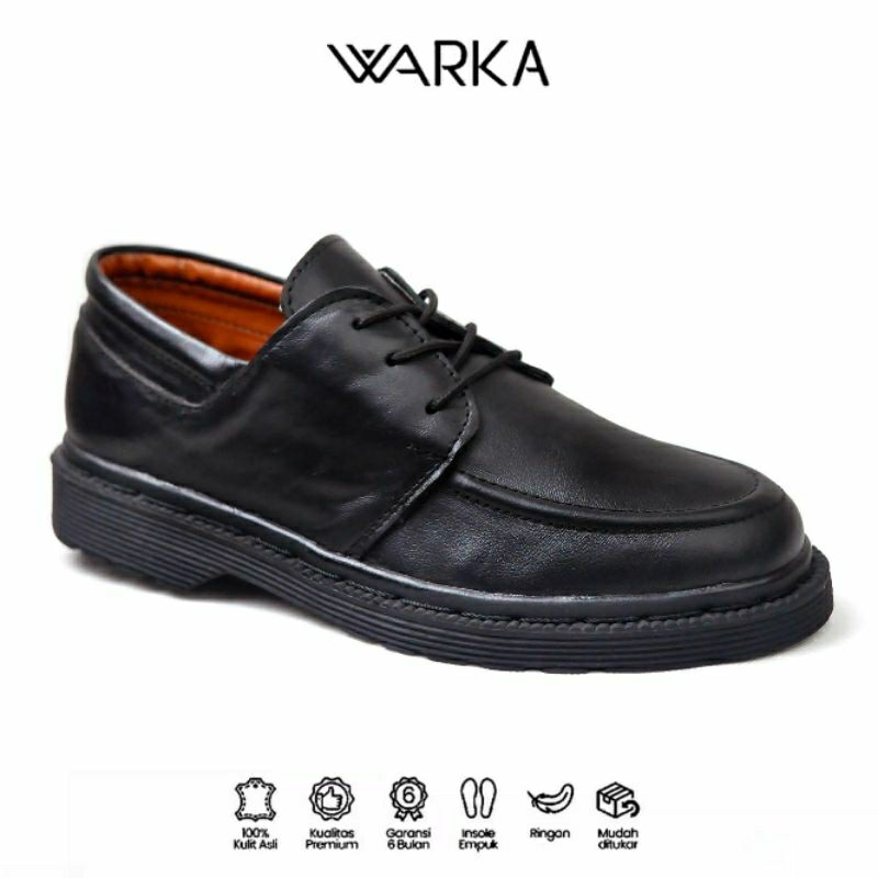 Promo WARKA NVOL Sepatu Formal Kantor Pantofel Pria Kulit Casual Semi Santai Kulit asli Hitam Oxford