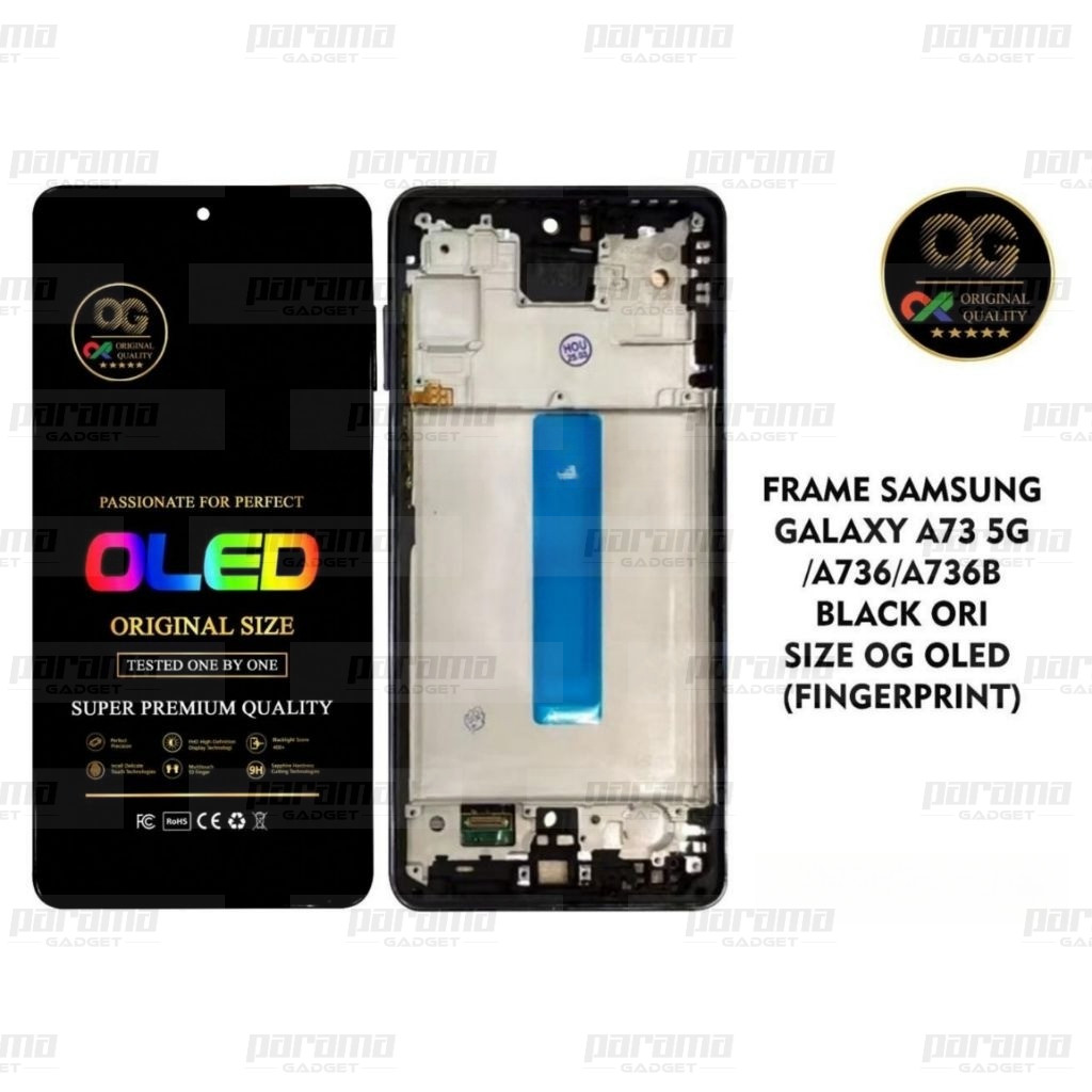 LCD SAMSUNG GALAXY A73 5G A736 A736B TOUCHSCREEN OLED FINGERPRINT + FRAME BLACK ORI OG SUPER