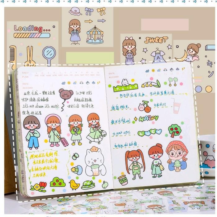 

Sticker Momo isi 50/100/200 lembar Dapat Box Bermotif Katun Lucu - garden party 100