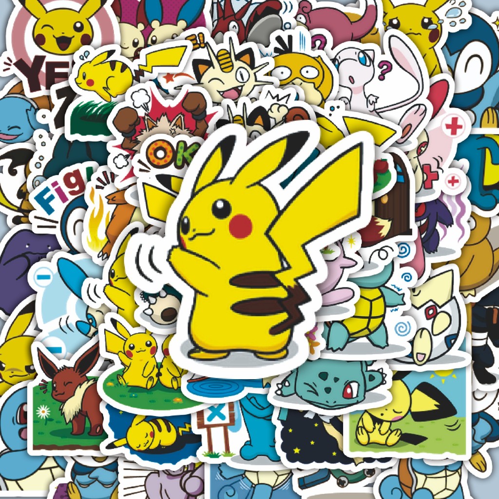 

100PCS Lucu Stiker Kartun Classical Pokémon Stiker Aesthetic Stiker Anti Air Stikers Berperekat Waterproof sticker decal buat Motor Helm Buku Journal Koper Casing HP Laptop Botol Minum Hadiah anak