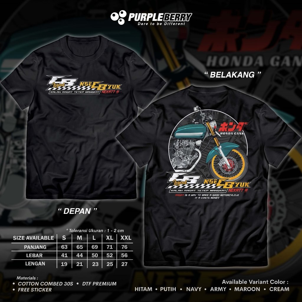 Kaos Honda Gank NgeCB Yuk Kalah Ragat Tetep Mangkat Tshirt Racing Motor Herex Otomotif Cotton Combed