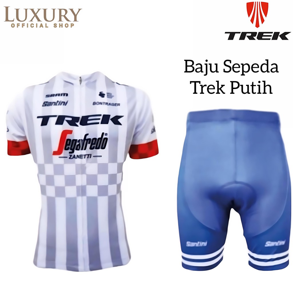 Baju Sepeda Pria Jersey Setelan Set Celana Trek Putih Padding Gowes Olahraga