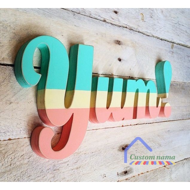 CUSTOM NAMA HURUF TIMBUL NYALA  HURUF NYALA  BAHAN KAYU NAMA CAFE   KASTEM HURUF DEKOR 4-7