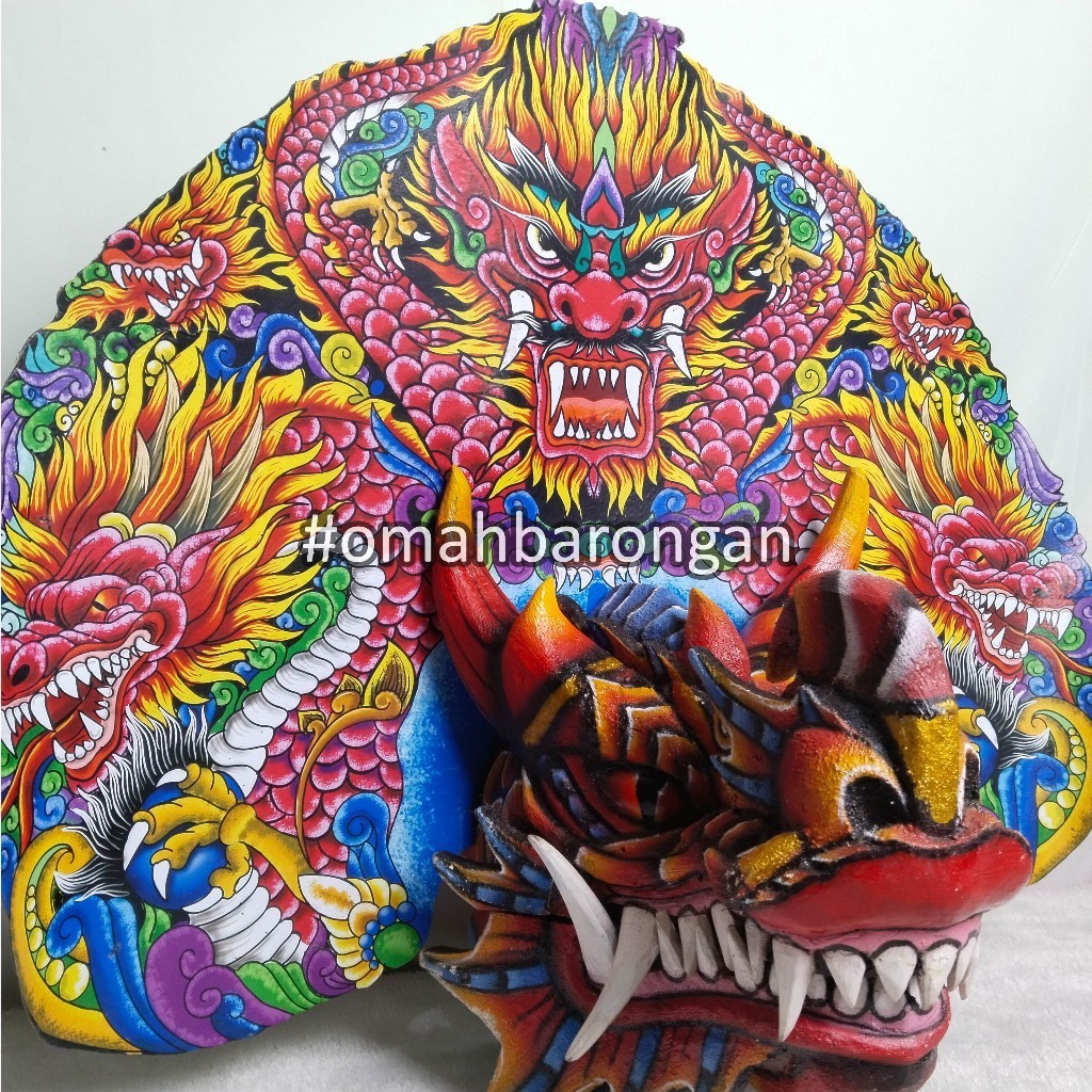 __ Barongan Devil Mata Nyala Biru Ukuran 20 Full Kayu