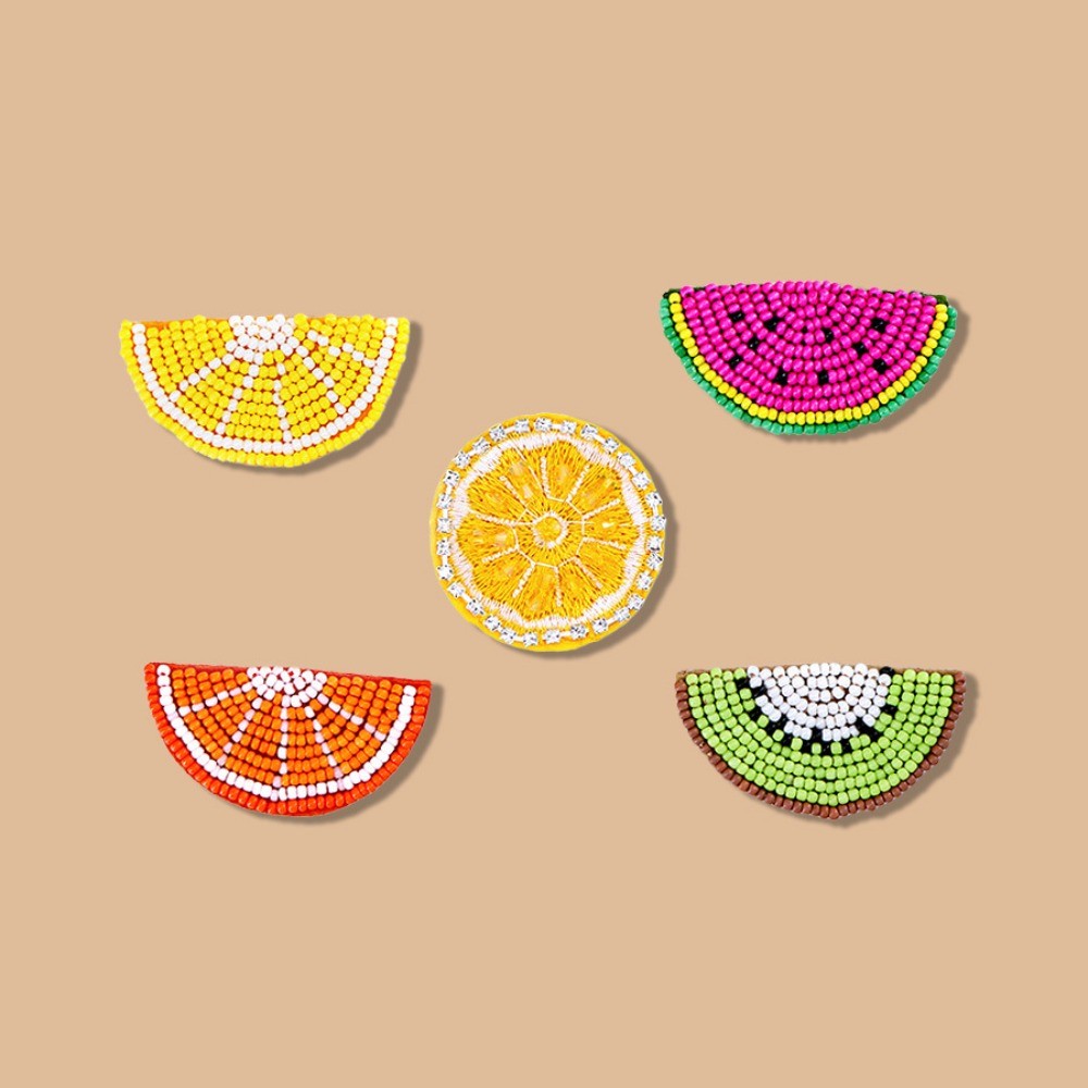 

Handmade Bead Embroidery Cute Lemon Watermelon Fruit Cloth Sticker Small DIY Clothing Accessories Bag Shoes Decorative Decal