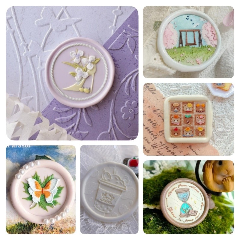 

Creative Stamps Lacquer Seal Music Player Stamp Bronze Head Toy With Peony Peach Design Alien Relief Creative Diy Arts & Crafts