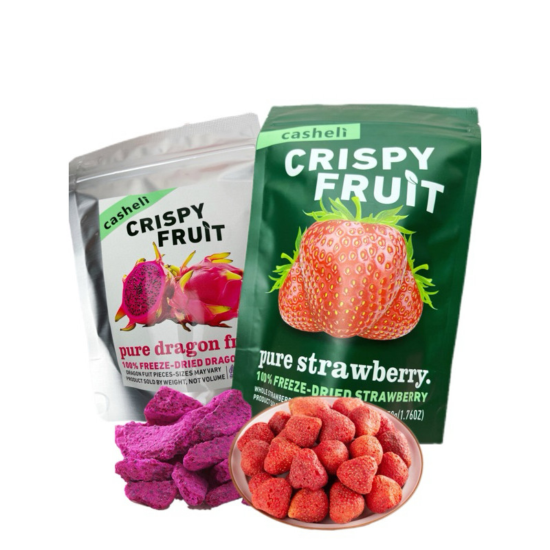 

casheli 100g Bundle of 2 Freeze-dried Dragon Fruit 50g + Freeze-dried Strawberry 50g