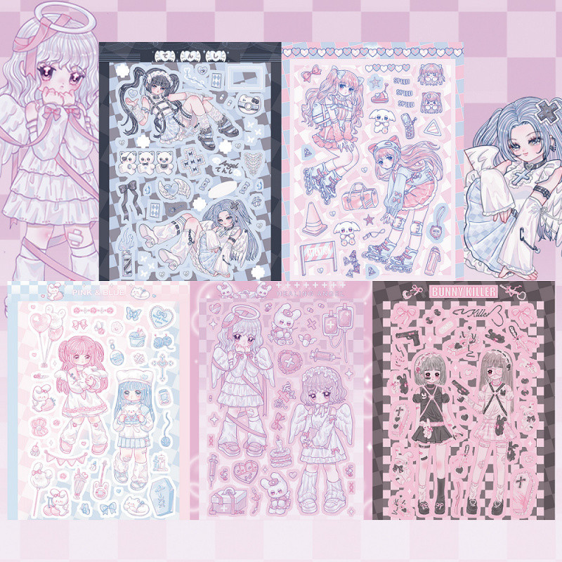 

Cartoon Sweet Cute Kawaii Girl Double Character Stickers Handbook Phone Case Notebook Diary Scrapbook DIY Decorative Stickers