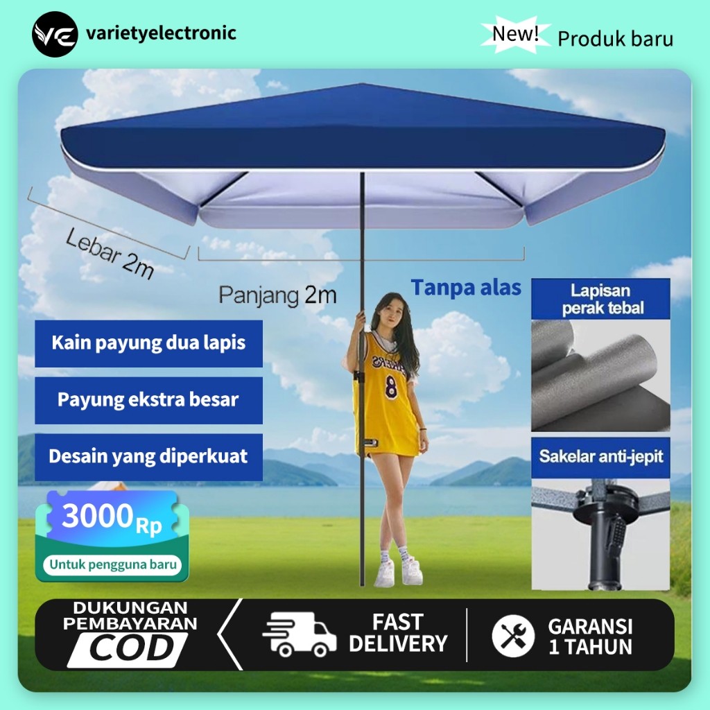 Payung Kotak 200x200cm meter Payung Pantai Payung Pelangi Payung Tenda Gerobak bazar pameran Payung 