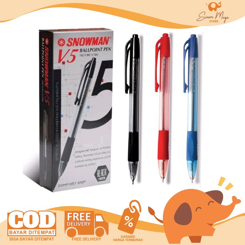 

Snowman Pulpen V5 0.7mm Ballpoint Pena Warna Murah Berkualitas