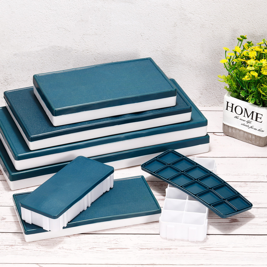 

1/2/3Pcs 24-48 Compartments Paint Palette Plastic Painting Tray Deep Saver Box with Soft Cover Storage Organizer for Watercolor