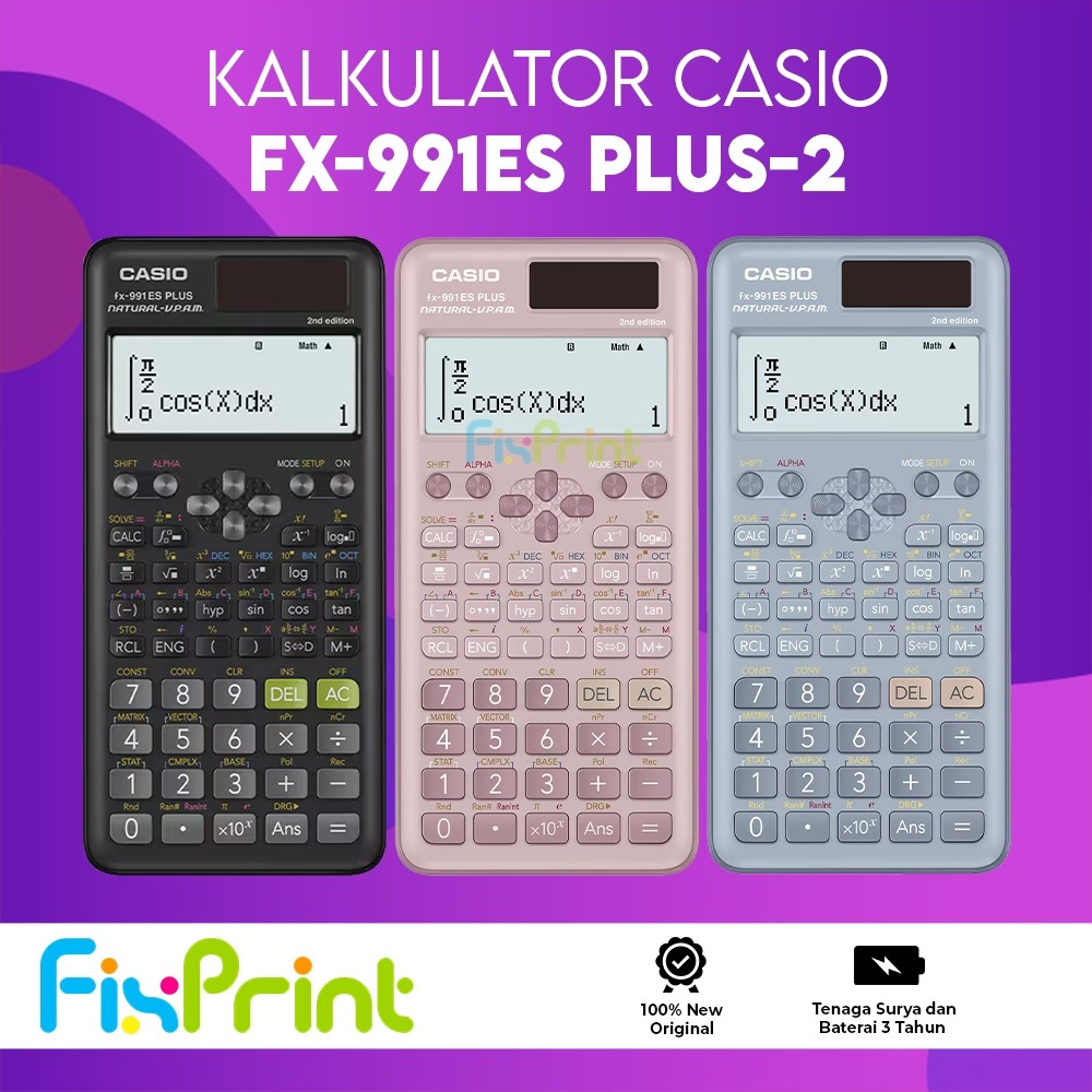 

New FixPrint Kalkulator Casio FX-991ES PLUS-2 Pink Hitam FixPrint KalkulatoBiru Calculator Scientific Kalkulator Ilmiah Standar FX-991ID PLUS 2 OriginalPremium