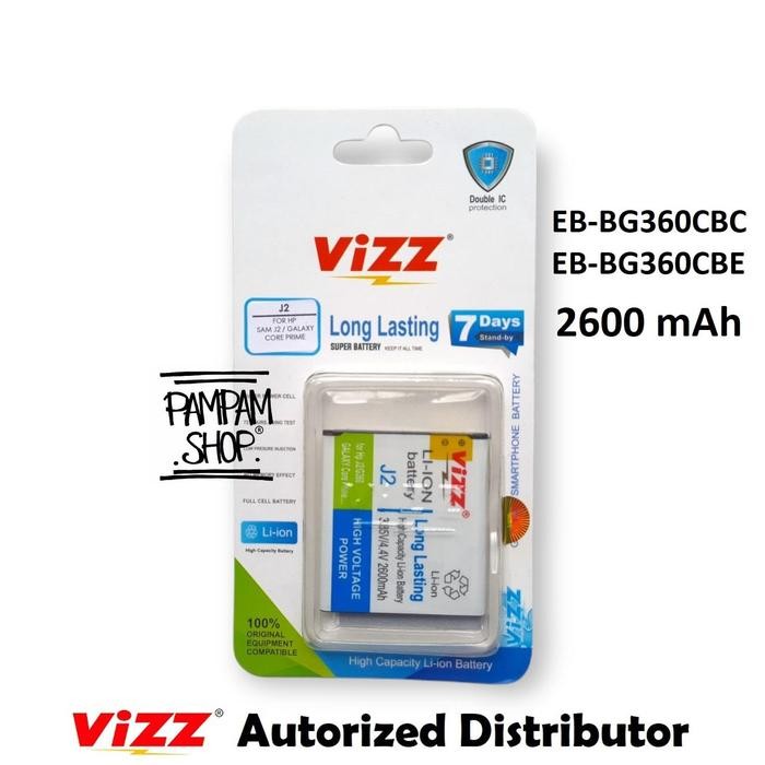 Baterai Vizz Double Power Compatible Galaxy J2 2015 J200 G360 Batre Batrai Battery EB-B360CBC EB-B36