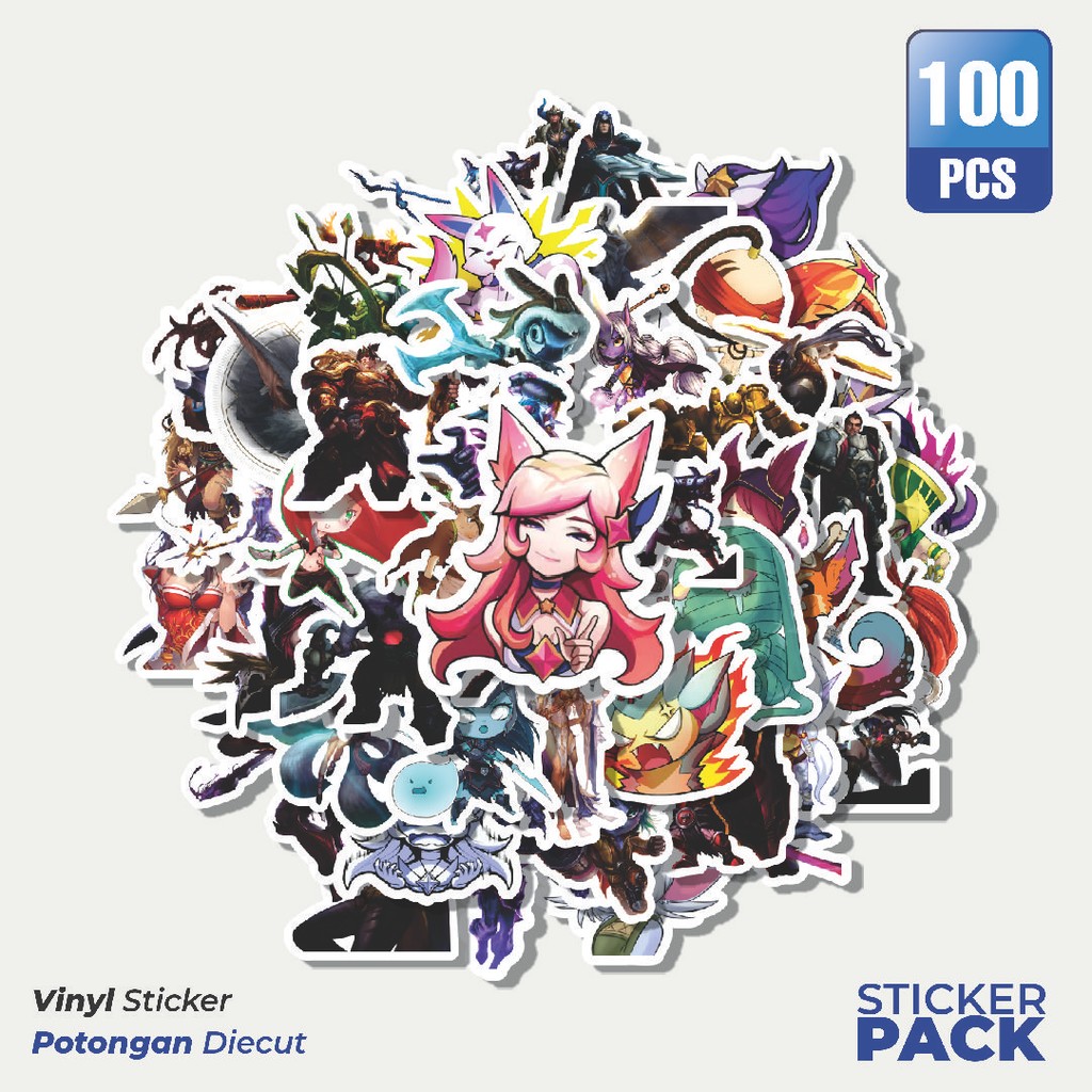 

Super Hemat! 100 PCS Stiker Kartun League Of Legends Skin 7 Waterproof Aesthetic- Untuk Laptop, Motor, dan Helm - Paper Stationery Pack