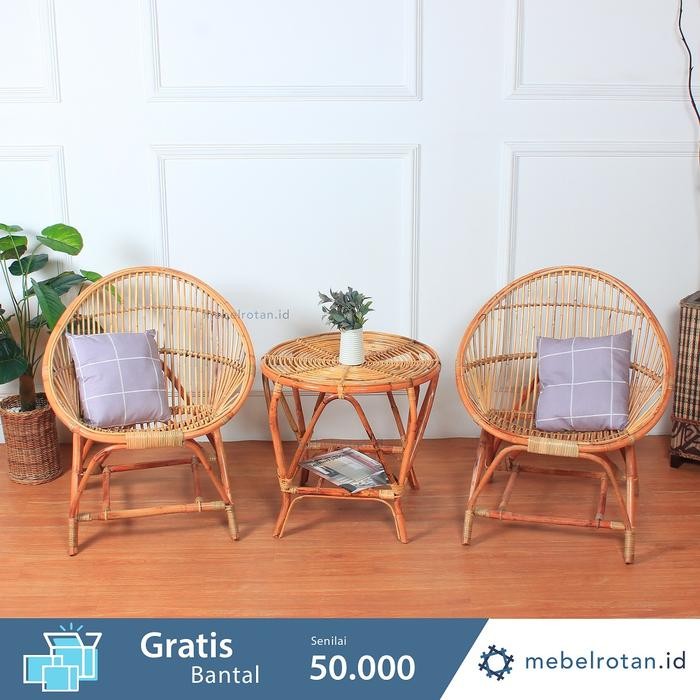 Kursi keong | kursi rotan alami | kursi santai rotan tanggok set Chairs Furniture kursi  teras - 1 K